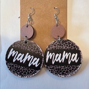Black and Brown Mama Earrings with Circular Design